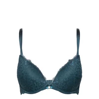Marine Pp Push Lingerie Bras & Tops Push Up Bras Grön Hunkemöller