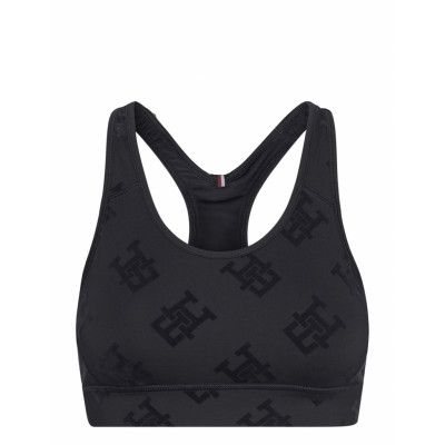 Mid Intensity Monogram Flock Bra Sport Bras & Tops Sports Bras - All Svart Tommy Sport
