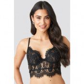 NA-KD Lingerie Raw Edge Lace Bustier - Black