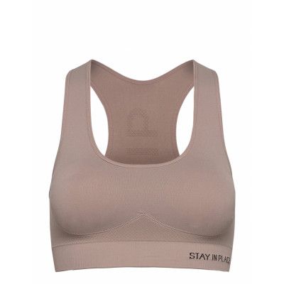 Rib Seamless Bra Lingerie Bras & Tops Sports Bras - ALL Beige Stay In Place