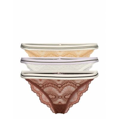 3-Pack Wave Lace Ray Tanga Lingerie Panties Brazilian Panties Multi/patterned Becksöndergaard