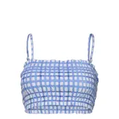 Amalficheck Shirred Long Line Bandeau Swimwear Bikinis Bikini Tops Bandeau Bikinitops Multi/mönstrad Seafolly