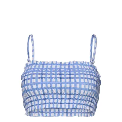 Amalficheck Shirred Long Line Bandeau Swimwear Bikinis Bikini Tops Bandeau Bikinitops Multi/mönstrad Seafolly