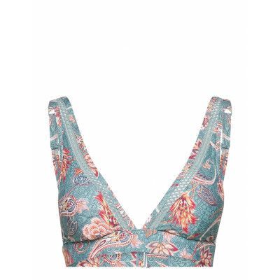 Recycled: Padded Bikini Top With A Print Swimwear Bikinis Bikini Tops Triangle Bikinitops Grön Esprit Bodywear Women