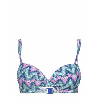 Women Beach Tops With Wire Padded Bra Swimwear Bikinis Bikini Tops Push-up Bikinitops Blue Esprit Bodywear Women