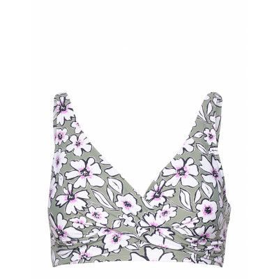 Made Of Recycled Material: Larger Cup Top With A Floral Swimwear Bikinis Bikini Tops Wired Bikinitops Khaki Green Esprit Bodywear Women
