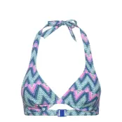 Made Of Recycled Material: Patterned Halterneck Top Swimwear Bikinis Bikini Tops Wired Bikinitops Multi/patterned Esprit Bodywear Women
