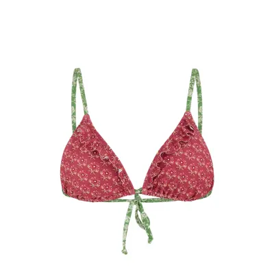 Becksöndergaard Bloflora Bella Frill Bikini Top Röd