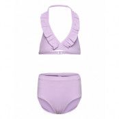 Bikini Bg Rib With Fril High Bikini Purple Lindex