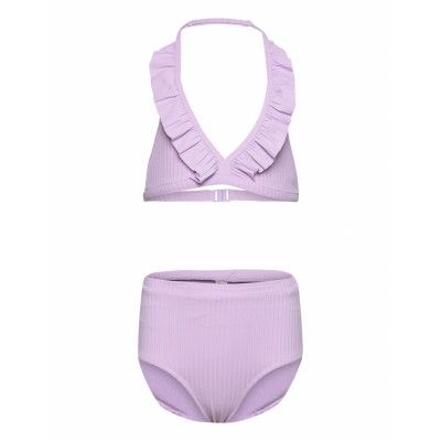 Bikini Bg Rib With Fril High Bikini Purple Lindex