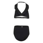 Bikini Bg Rib With Fril High Bikini Svart Lindex