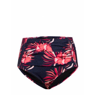 Bikini Bottoms Plus Floral Print High Waist Bikinitrosa Blå Zizzi