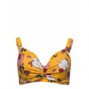 Bikini Top Floral Print Plus Adjustable Straps Bikinitop Gul Zizzi