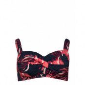 Bikini Top Plus Floral Print Padded Bikinitop Blå Zizzi