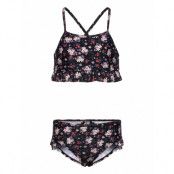 Color Kids Bikini W. Frills, Aop Svart