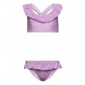 Bikini W. Front Frills - Aop Bikini Lila Color Kids