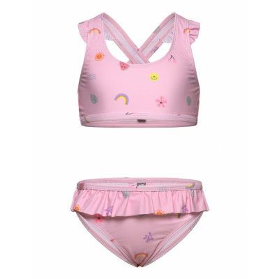 Color Kids Bikini W. Short Skirt, Aop Rosa
