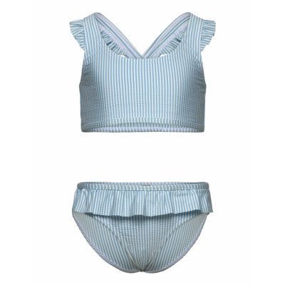 Color Kids Bikini W. Skirt, Seersucker Blå