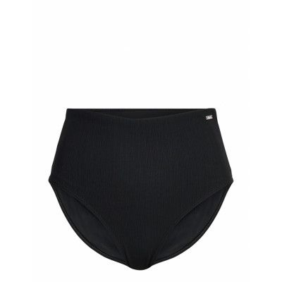 Black Micro Rib Bikini Bottom Swimwear Bikinis Bikini Bottoms High Waist Bikinis Svart AIM'N