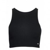 Black Micro Rib Crop Top Crop Tops Sleeveless Crop Tops Svart AIM'N