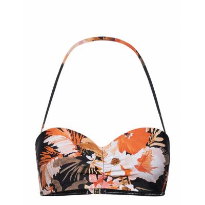 Bora Bora Flora Bustier Bandeau Swimwear Bikinis Bikini Tops Bandeau Bikinitops Svart Seafolly