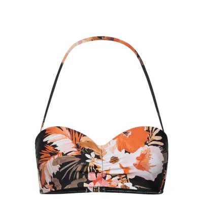 Bora Bora Flora Bustier Bandeau Swimwear Bikinis Bikini Tops Bandeau Bikinitops Svart Seafolly