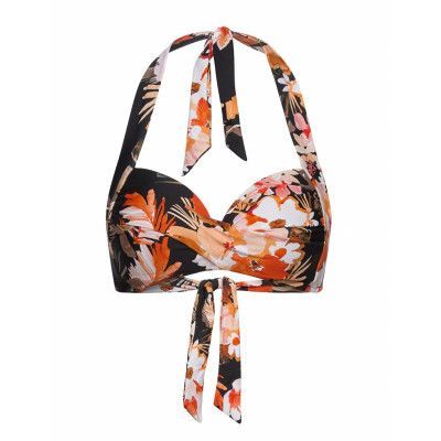 Bora Bora Flora Twist Soft Cup Halter Swimwear Bikinis Bikini Tops Push-up Bikinitops Svart Seafolly