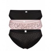 Brief 3 Pack Bikini Reg Print Trosa Brief Tanga Svart Lindex