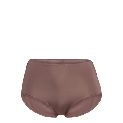 Brief Clara Hipster Midi Shiny Swimwear Bikinis Bikini Bottoms High Waist Bikinis Brun Lindex