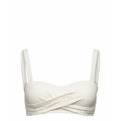Broderie Moulded Bandeau Swimwear Bikinis Bikini Tops Bandeau Bikinitops Creme *Villkorat Erbjudande Hunkemöller