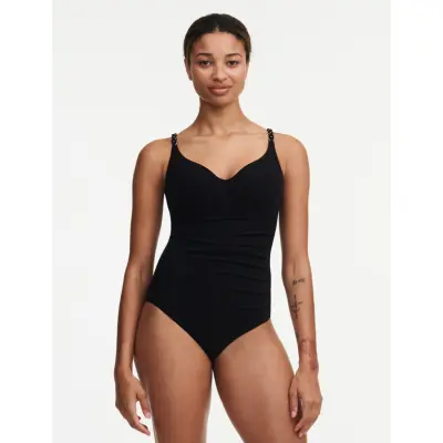 Chantelle Beach Emblem Bikini Covering Underwired Swimsuit - Black - C x 75