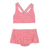 Color Kids Bikini W. Frills & Skirt, Aop - Pink - 104