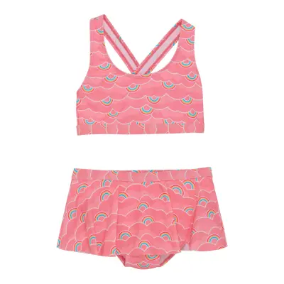 Color Kids Bikini W. Frills & Skirt, Aop - Pink - 116