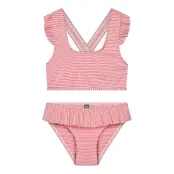 Color Kids Bikini W. Skirt, Seersucker - Red - 104