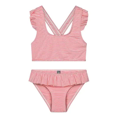 Color Kids Bikini W. Skirt, Seersucker - Red - 98