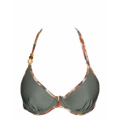 Crete Plunge Bikini Top Swimwear Bikinis Bikini Tops Wired Bikinitops Green Marie Jo