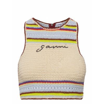 Crochet Racerback Bikini Top Crop Tops Sleeveless Crop Tops Multi/mönstrad Ganni