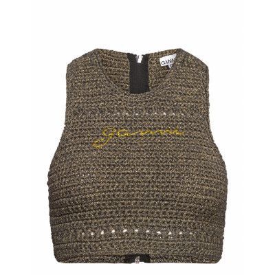 Ganni Crochet Racerback Top Grön