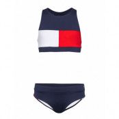 Crop Top Set Bikini Blå Tommy Hilfiger