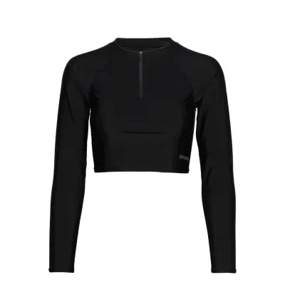 Cropped Rash Vest Swimwear Bikinis Bikini Tops Bandeau Bikinitops Svart Superdry Sport