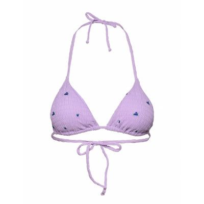 Embroidered Bel Bikini Top Swimwear Bikinis Bikini Tops Triangle Bikinitops Lila Becksöndergaard