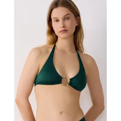 Etam Sables - Unwired Wireless Triangle Bra Swimsuit - Green - XL