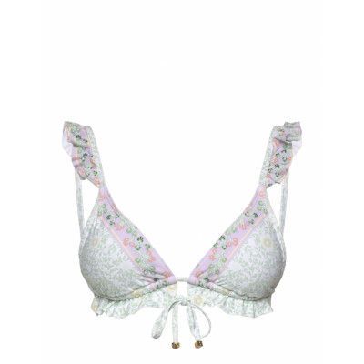 Florence Printed Triangle Bikini Top Swimwear Bikinis Bikini Tops Triangle Bikinitops White Malina