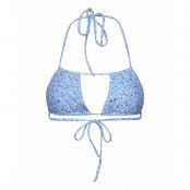 Flower Bikini Triangle Swimwear Bikinis Bikini Tops Triangle Bikinitops Blå Gina Tricot