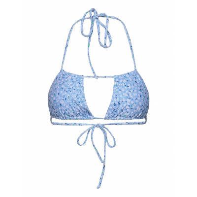 Flower Bikini Triangle Swimwear Bikinis Bikini Tops Triangle Bikinitops Blå Gina Tricot