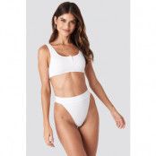 Gerda x NA-KD Ribbed High Waist Bikini Bottom - White