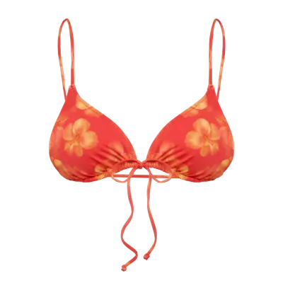 Gina Tricot Triangle Front Tie Bikini Top - Coral - XL