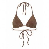 Gina Tricot Glitter Triangle Bikini Top Brun