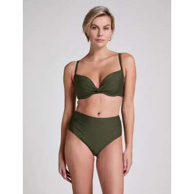 Hunkemöller Luna High-Waisted Shaping Cheeky Bikini Bottoms - Green - M