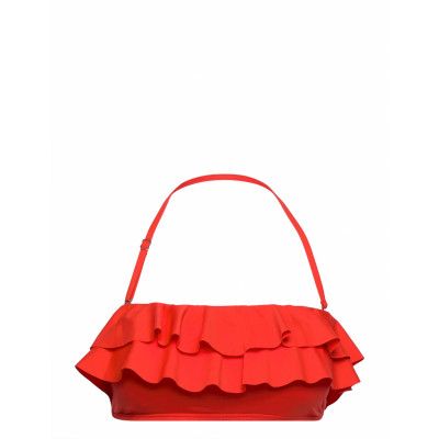 Iconic Solids Ruffle Bandeau Bikini Top Swimwear Bikinis Bikini Tops Bandeau Bikinitops Orange Michael Kors Swimwear